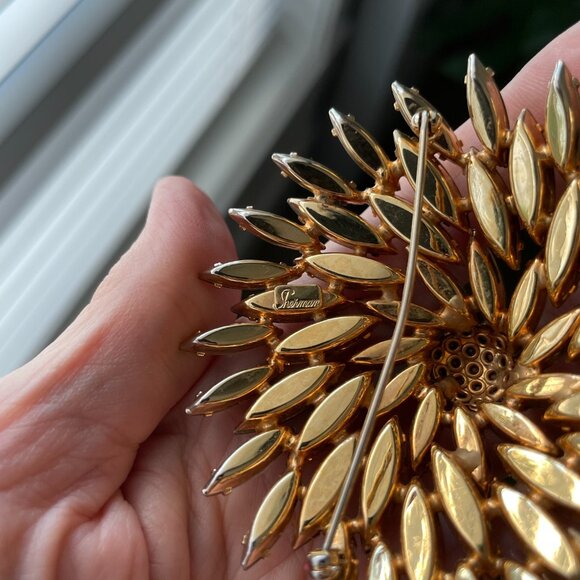 Sherman Rare Vtg Marquise Cut Crystal Doomed Starburst Aurora Borealis Brooch - Picture 6 of 8